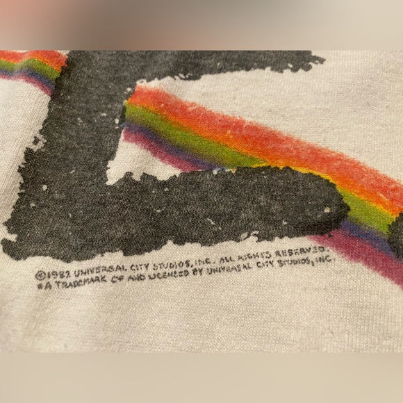 80s Vintage 1982 E.T. The Extra Terrestrial Rainbow Logo Purple Raglan Tee EUC - Picture 2 of 9